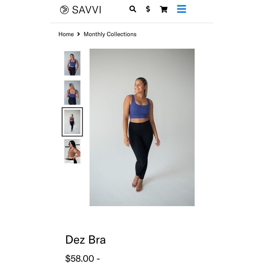 Savvi Blue Violet  Dez Sports Bra Size XL NWT